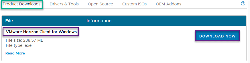 Descarga mínima de VMware