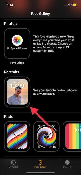 watchOS 8-Portraits esfera del reloj