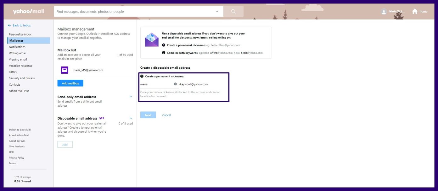 Create email aliases on yahoo mail step 9