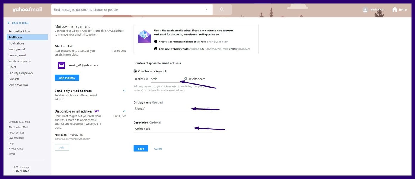 Create email aliases on yahoo mail step 11