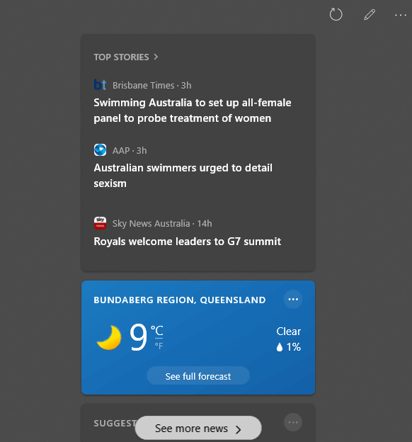 Weather Widget Full Panel