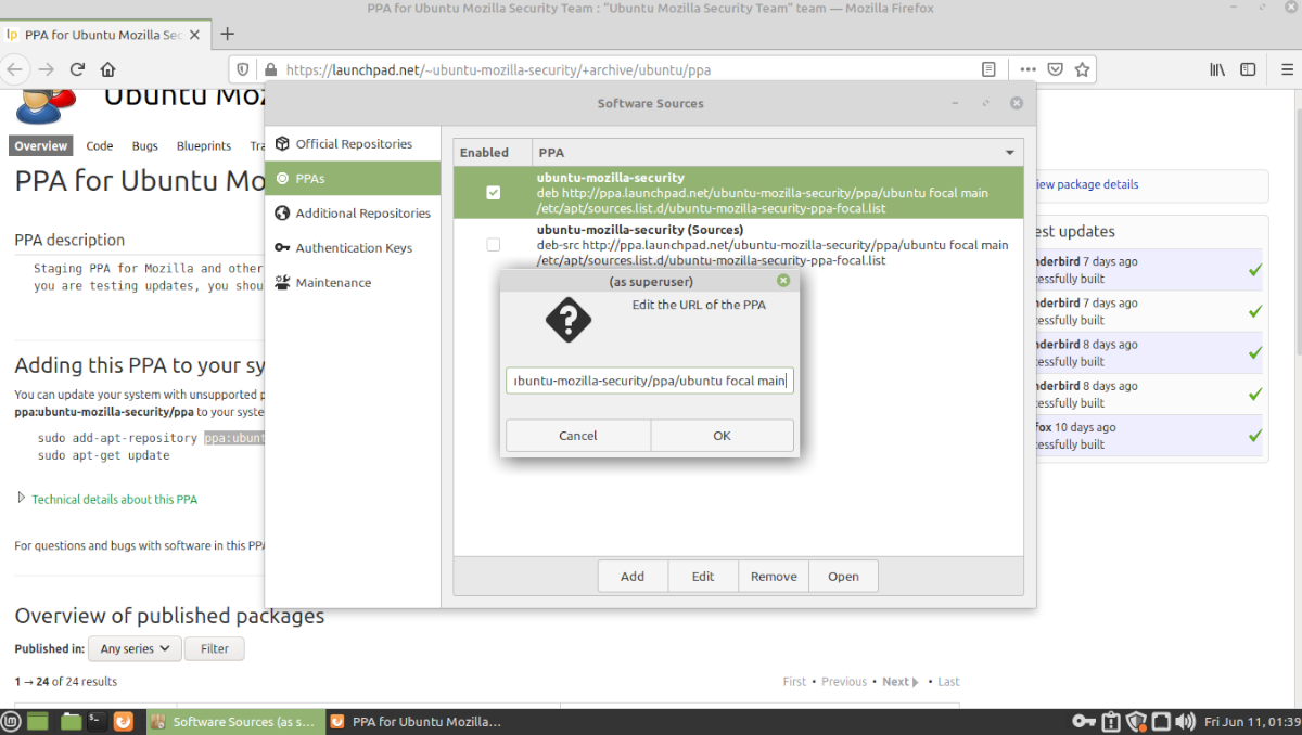 editar PPA en Linux Mint