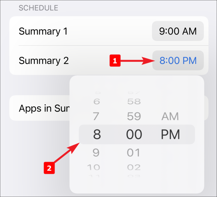 cambio de tiempo para el resumen de notificación en iPhone