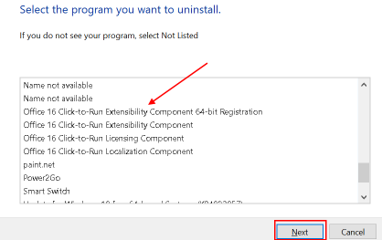 Solucionador de problemas de Ms Office Seleccionar programa