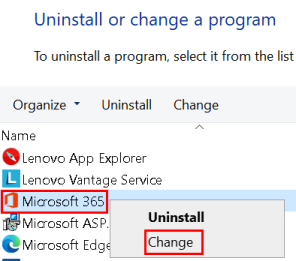 Ms Office Change Option