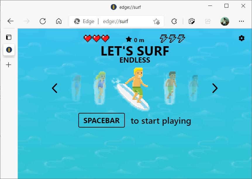 Microsoft Edge Surf game