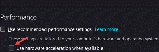 Rendimiento general de Firefox Use aceleración de hardware cuando no esté disponible