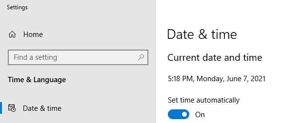 Establecer la hora automáticamente