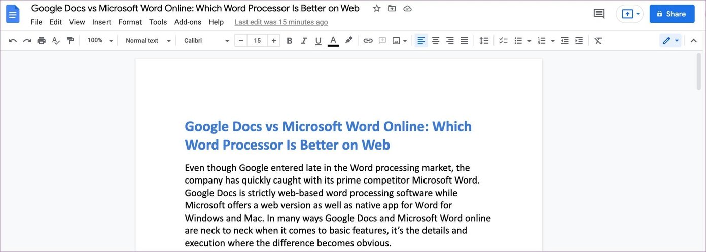 Google docs ui