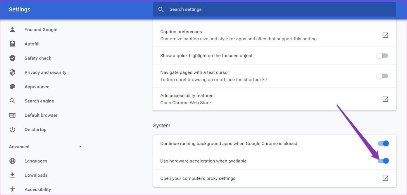 Desactivar la aceleración de hardware en Chrome