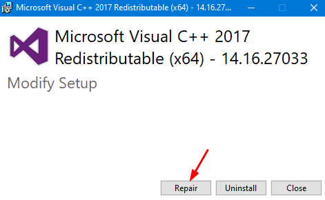 Reparar Visual Cpp