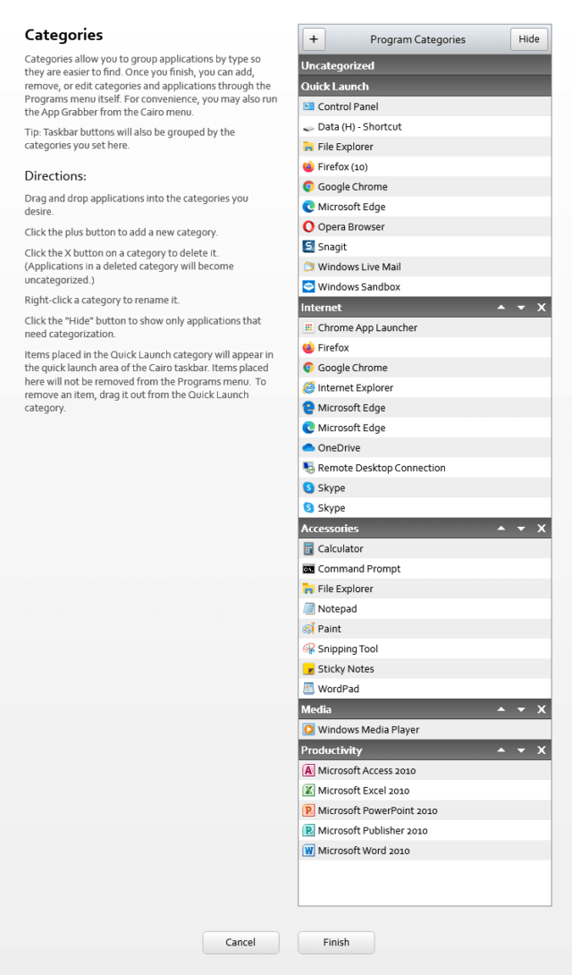 Aplicaciones de El Cairo clasificadas en categorías