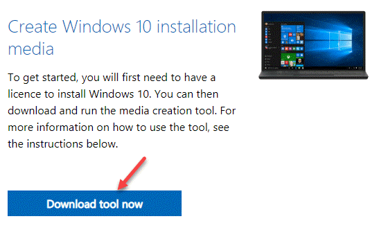 Cree ahora la herramienta de descarga de medios de instalación de Windows 10