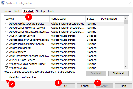 Configuración del sistema Servicios de Microsoft