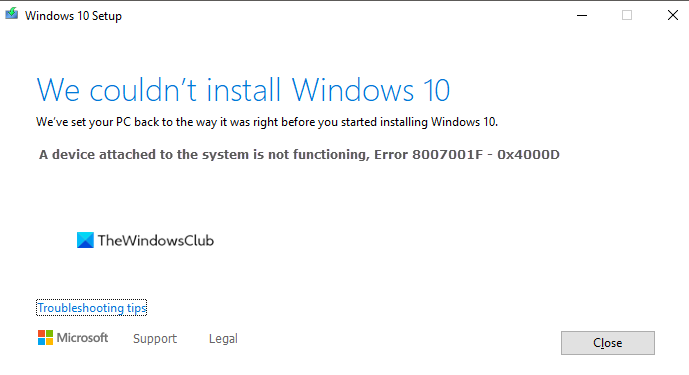 Corregir El Código De Error De Actualización De Windows 8007001f 0x4000d Es Atsit 9786