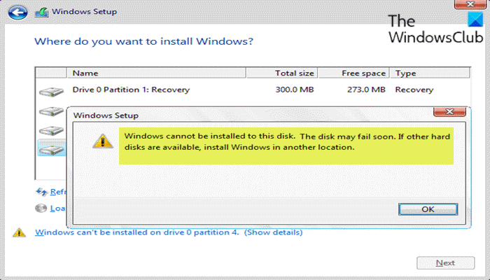 Windows No Se Puede Instalar En Este Disco El Disco Puede Fallar Pronto Es Atsit 4711
