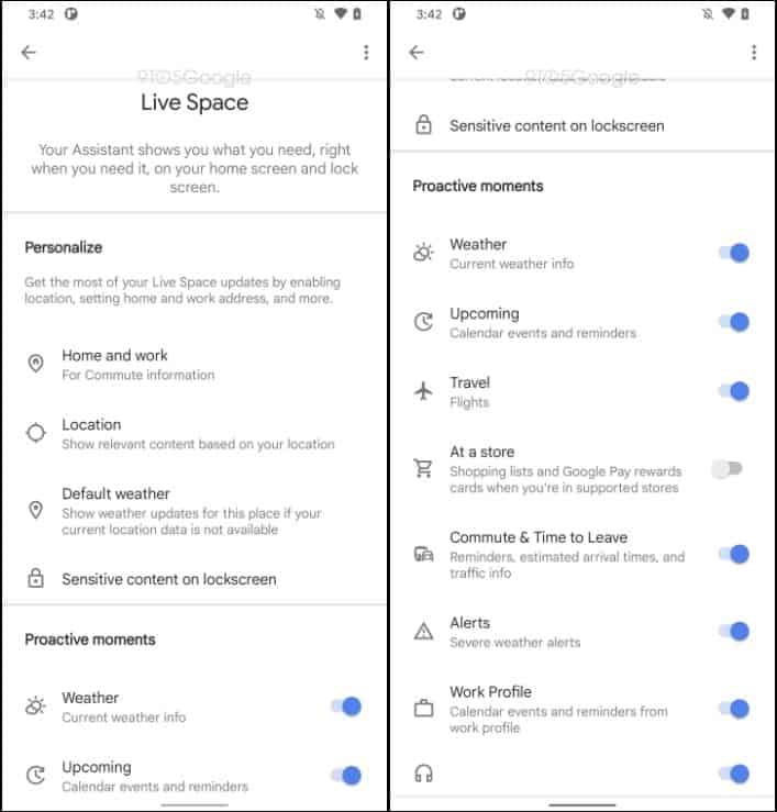 google live-tila yhdellä silmäyksellä widget android 12