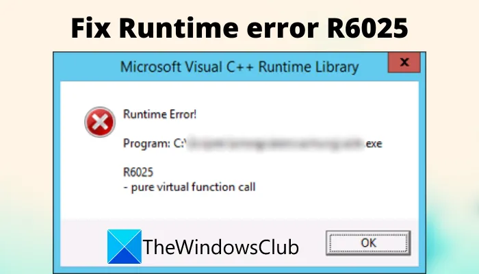 Korjaa ajonaikainen virhe R6025 Pure Virtual Function Call