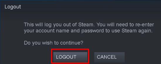 Steam-kuva epäonnistui Päivitä uloskirjautuminen Min