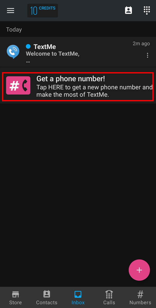 Sur l'écran suivant, appuyez sur l'option Obtenir un numéro de téléphone.