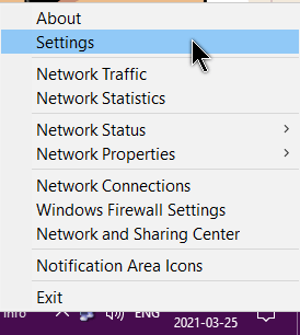 indicateur-d'activité-réseau-menu-options