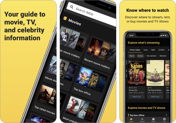 IMDb-Films, Émissions de télévision Application iPhone et iPad