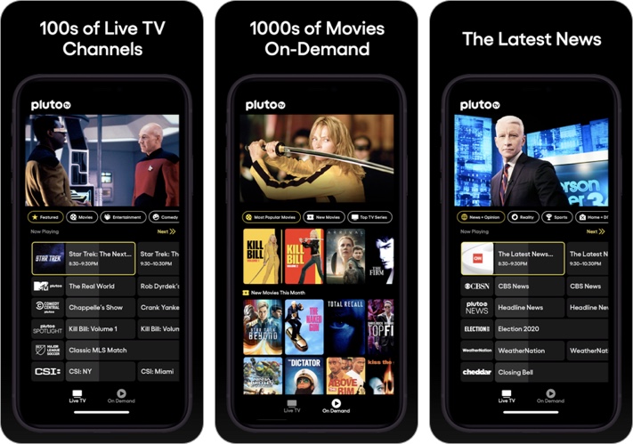 Pluto TV-Application TV en direct, films pour iPhone et iPad