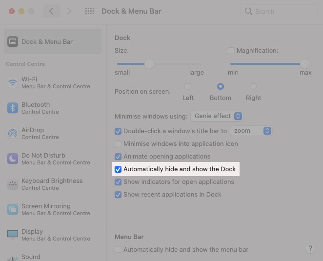 Masquer automatiquement le Dock sur l'iMac