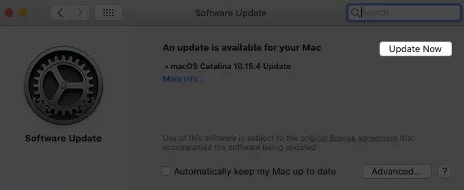 Cliquez sur Update Now pour mettre à jour macOS