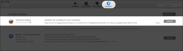 Rechercher les mises à jour macOS depuis l'App Store sur Mac