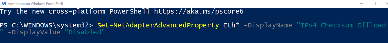 Désactiver le déchargement IPV4