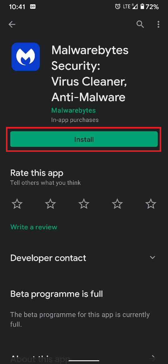 Depuis le Google Play Store, téléchargez l'application Malwarebytes | Comment supprimer un virus d'un téléphone Android