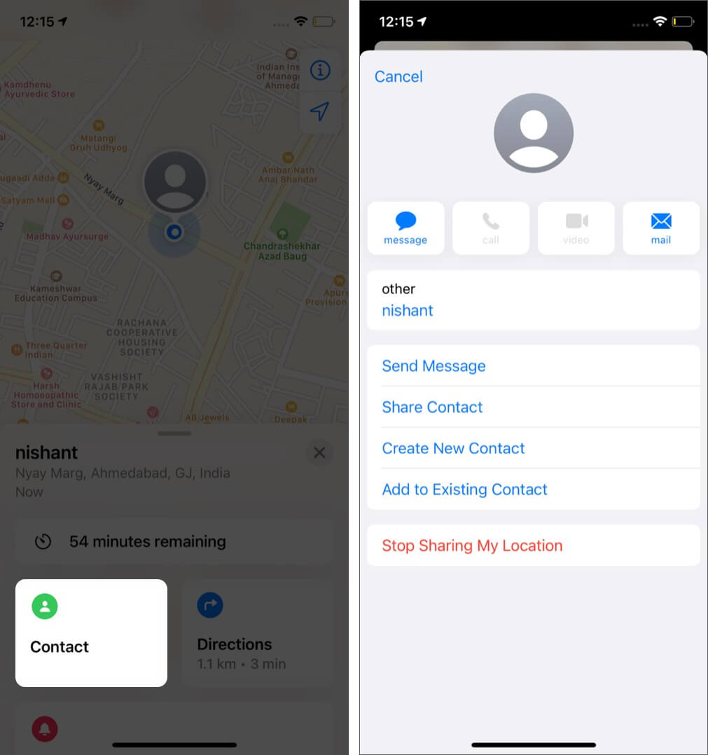 Tapez sur le contact pour afficher les informations de contact sur l'iPhone