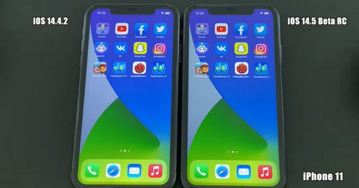 Comparaison des tests de vitesse iOS 14.5 par rapport aux performances iOS 14.4.2