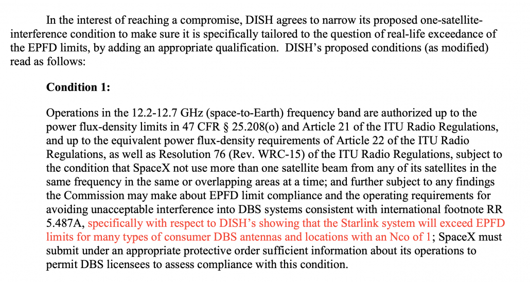 Lettre de modification DISH FCC Starlink 20 avril 2021