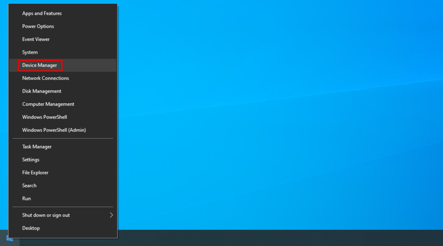 Windows 10 montre comment accéder au périphérique Gestionnaire à partir du menu contextuel Démarrer