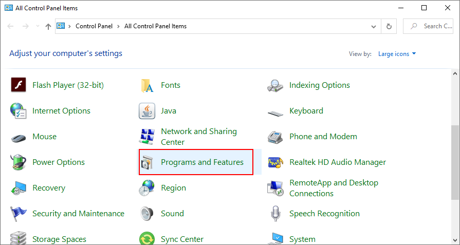 Windows 10 montre comment accéder aux programmes et fonctionnalités à partir du panneau de configuration