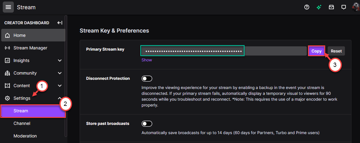 Stream Key Copy Min