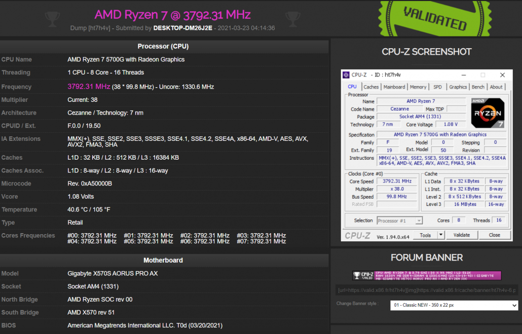 Gigabyte X570S AORUS PRO AX Motherboard & AMD Ryzen 7 5700G APU Spotted