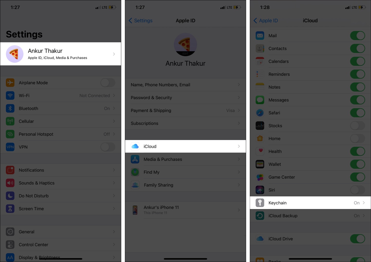Assurez-vous que le trousseau iCloud est activé sur votre iPhone