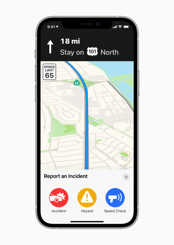 Signalez les contrôles de vitesse, les accidents de la circulation ou les dangers dans Apple Maps à l'aide de l'application