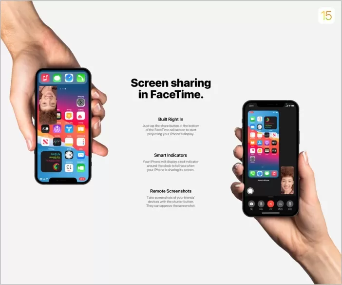 Partage d'écran dans Facetime avec iOS 15