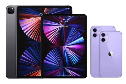 iPad Pro et iPhone 12 équipés d'Apple M1 modèles en finition violette