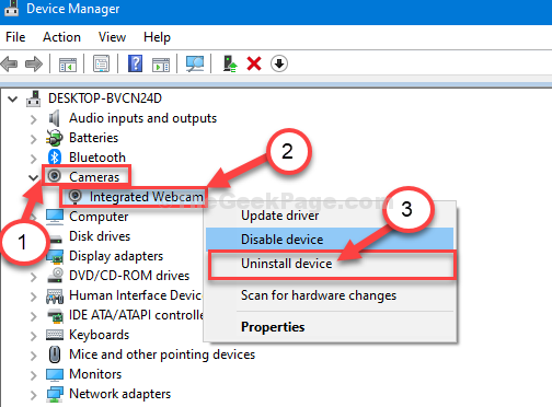 Appareil de désinstallation de l'appareil photo