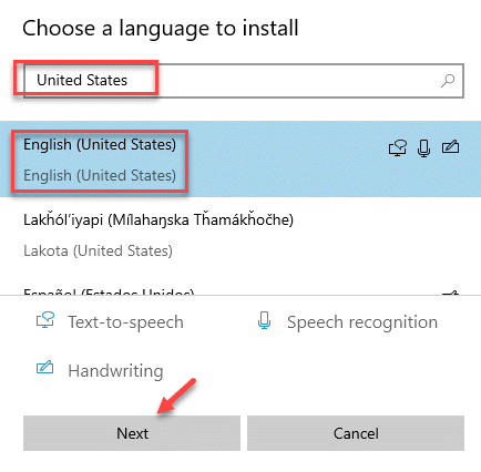 Choisissez une langue pour installer la langue de recherche Anglais (États-Unis) Next Min