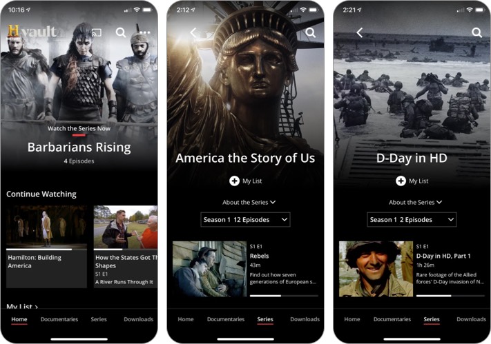 HISTORY Application Vault pour iPhone et iPad