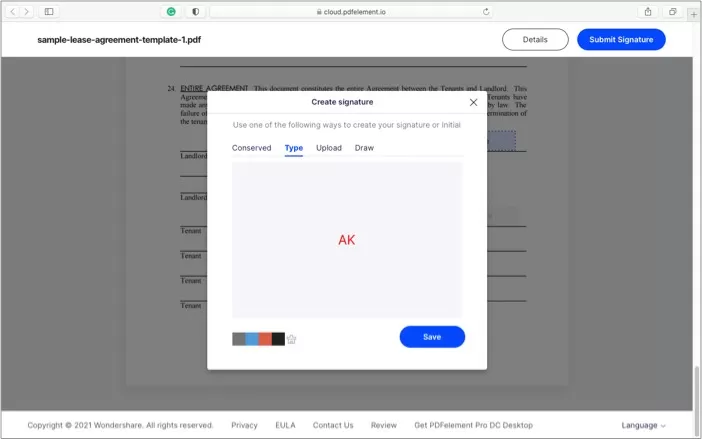 Tapez, dessinez, utilisez un conservé ou téléchargez une signature