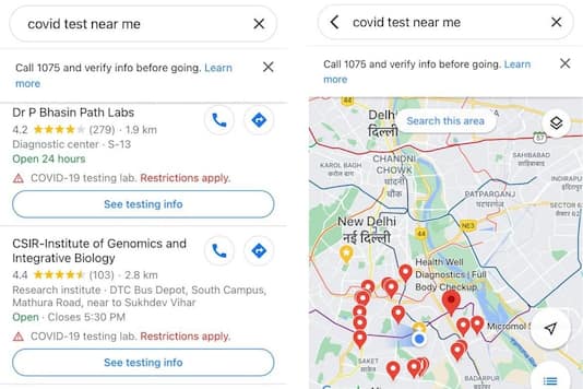 Informations de test COVID-19 autour de vous sur Google Maps