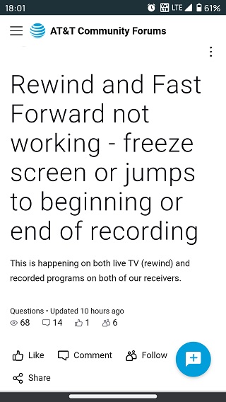 DirecTV-rewind-fast-forward-not-working-AT&T-forum-reports