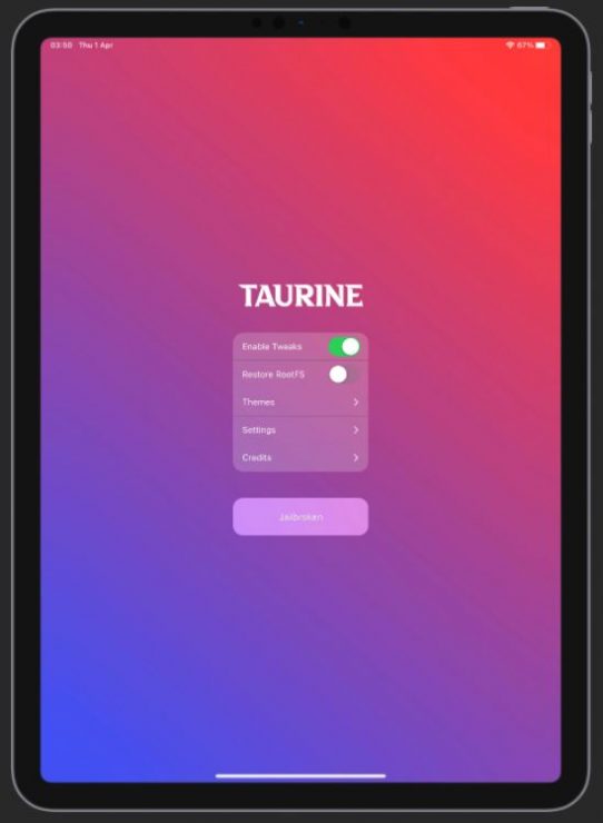 Taurine Jailbreak Tool pour iOS 14 à iOS 14.3 sur iPhone et iPad